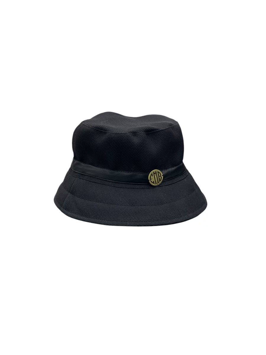 Emb Black Canvas Bucket Hat