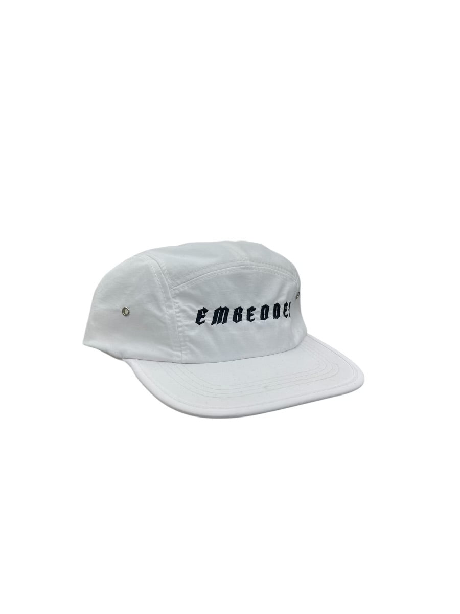 Emb White 5panel cap