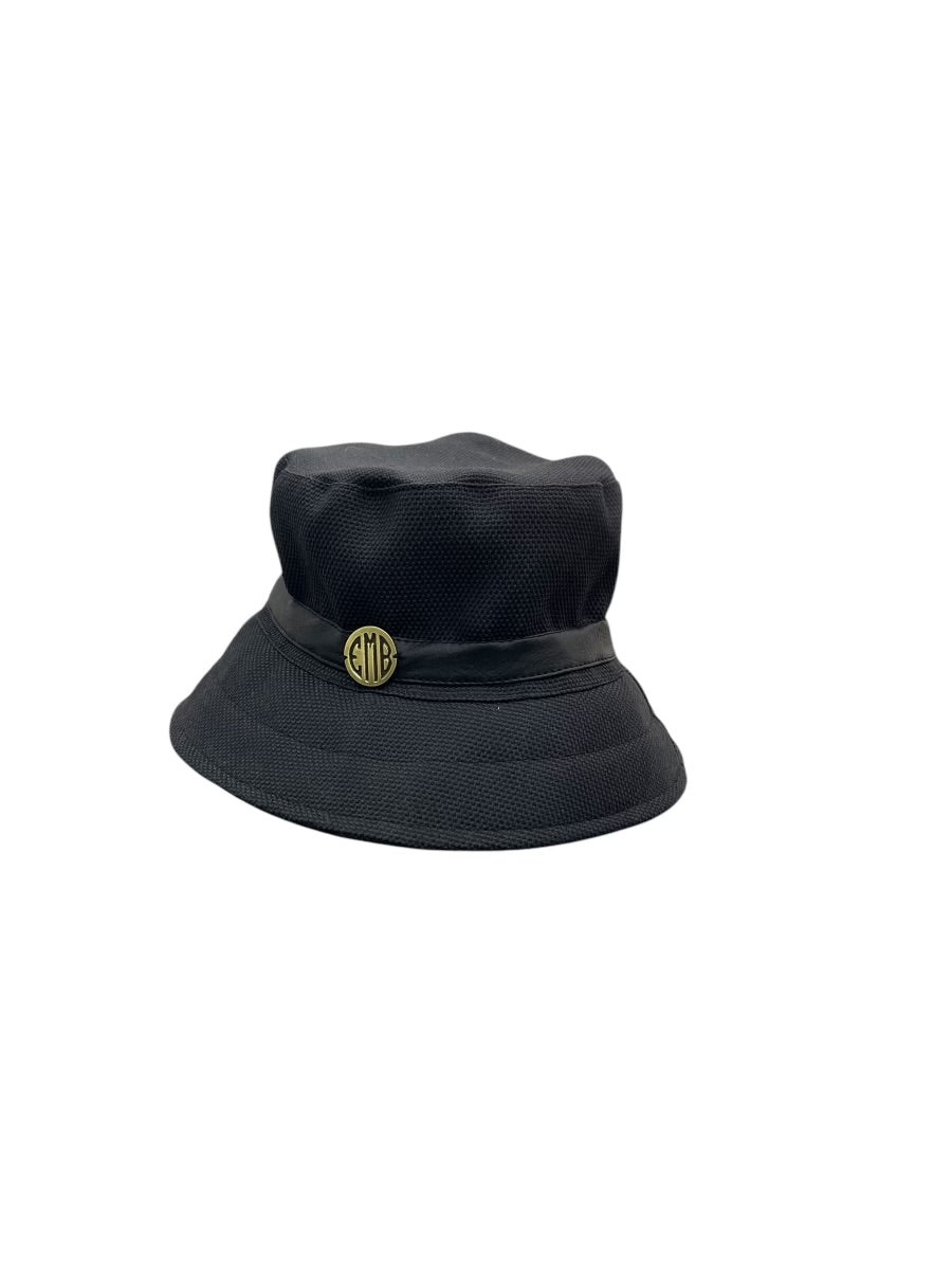 Emb Black Canvas Bucket Hat