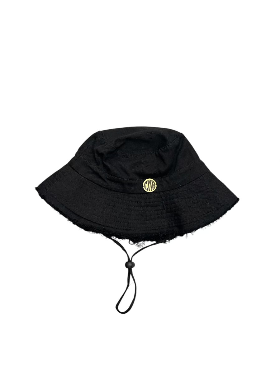 Emb Black Cotton Hat