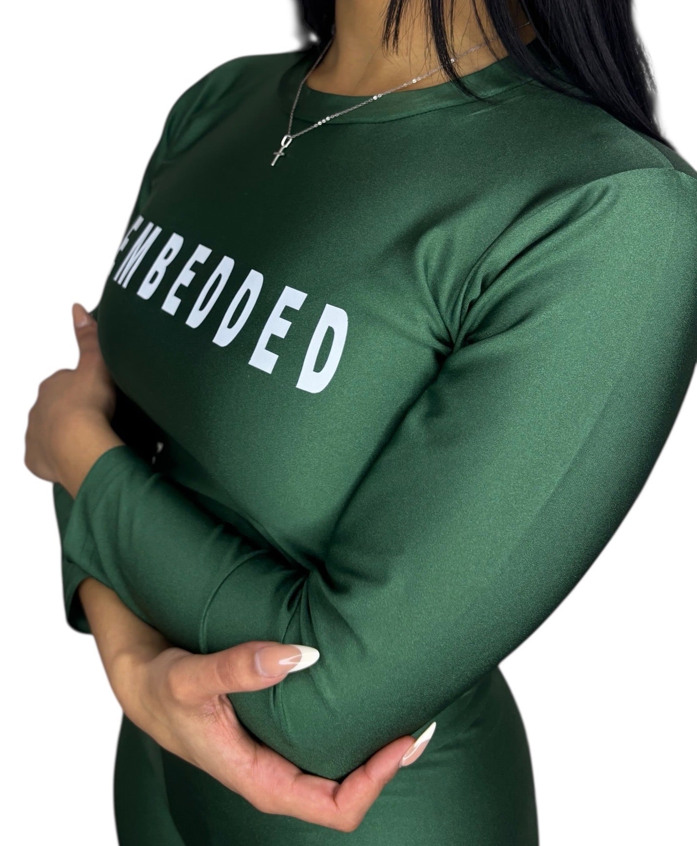 Embedded Green Long Sleeve Legging Set
