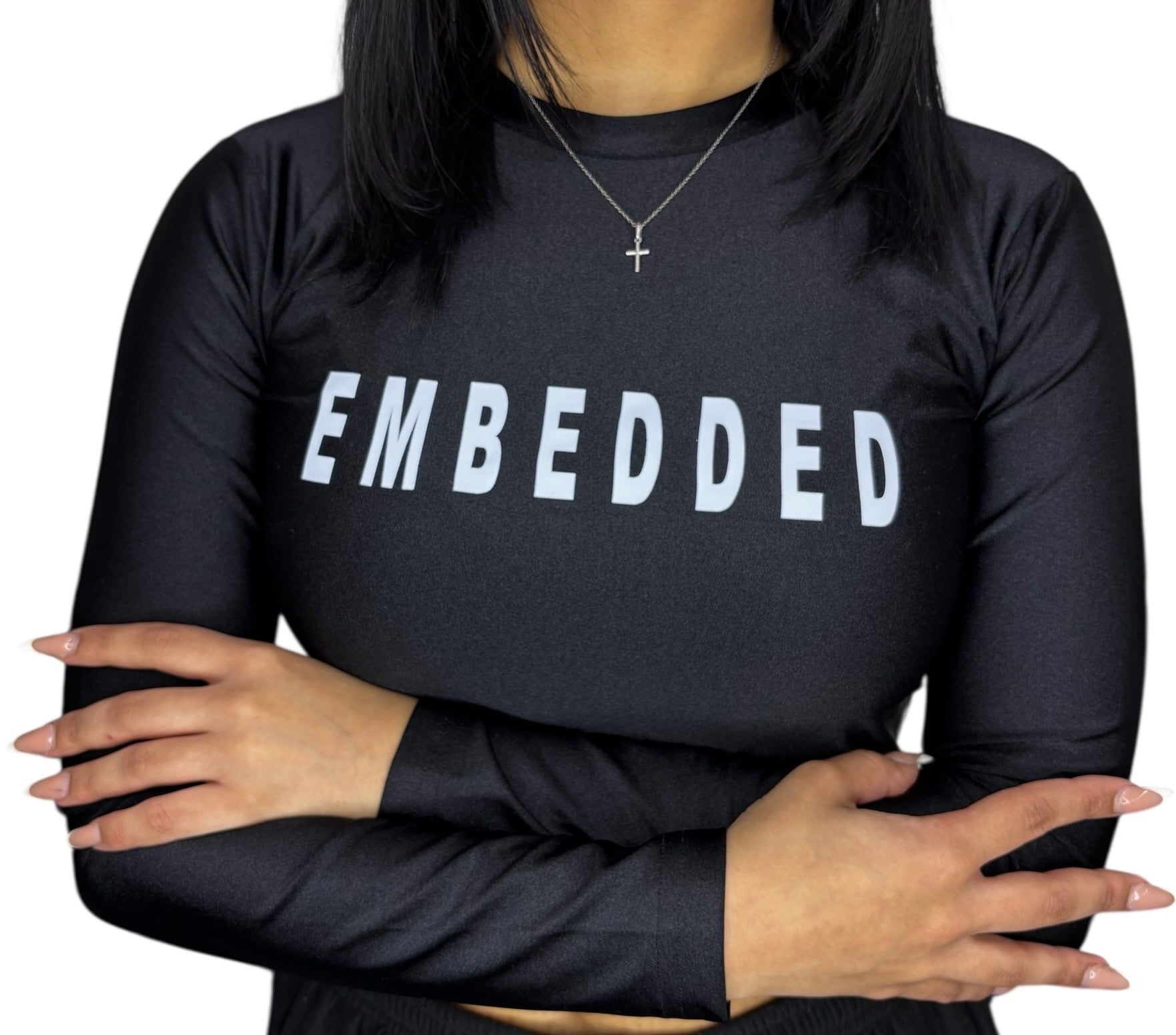 Embedded Black Long Sleeve Leggings