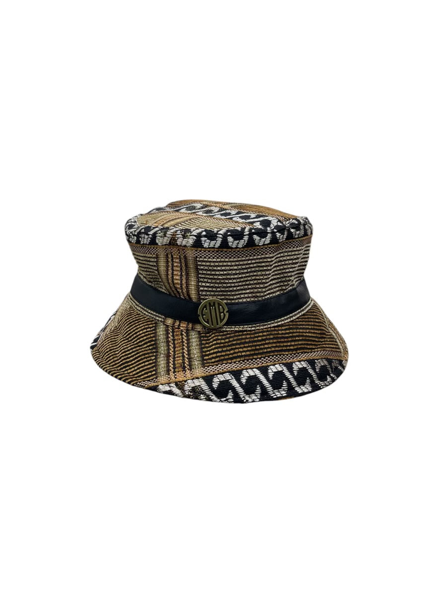 Emb Brown Pattern Canva Bucket Hat