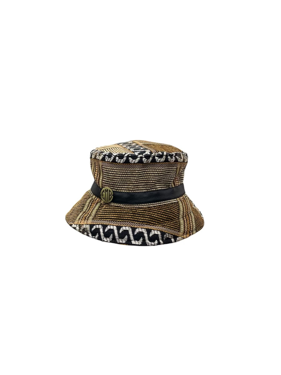 Emb Brown Pattern Canva Bucket Hat