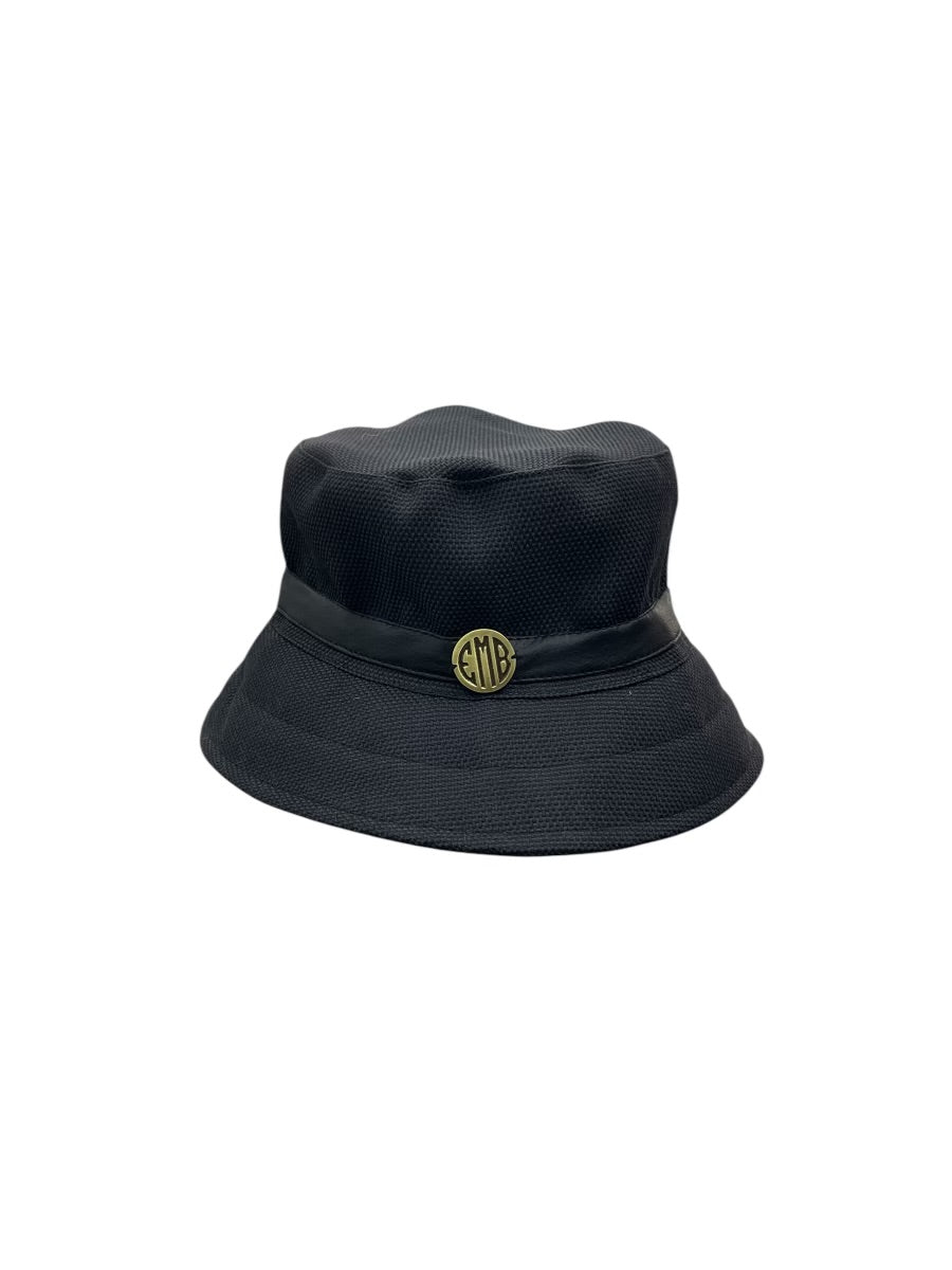 Emb Black Canvas Bucket Hat