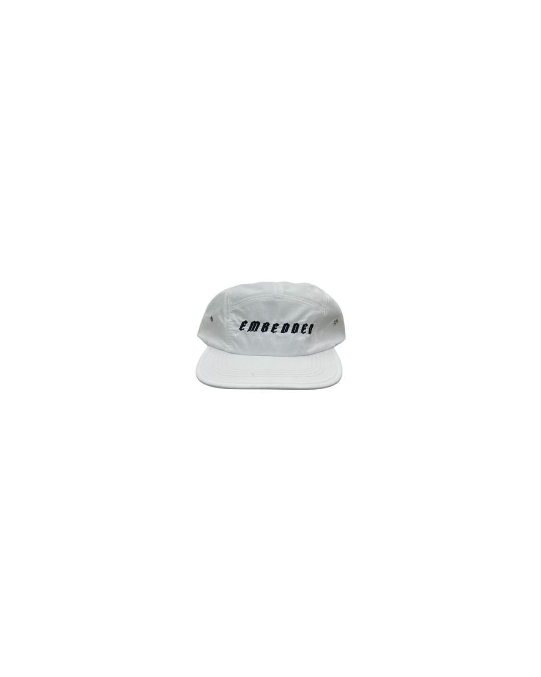 Emb White 5panel cap