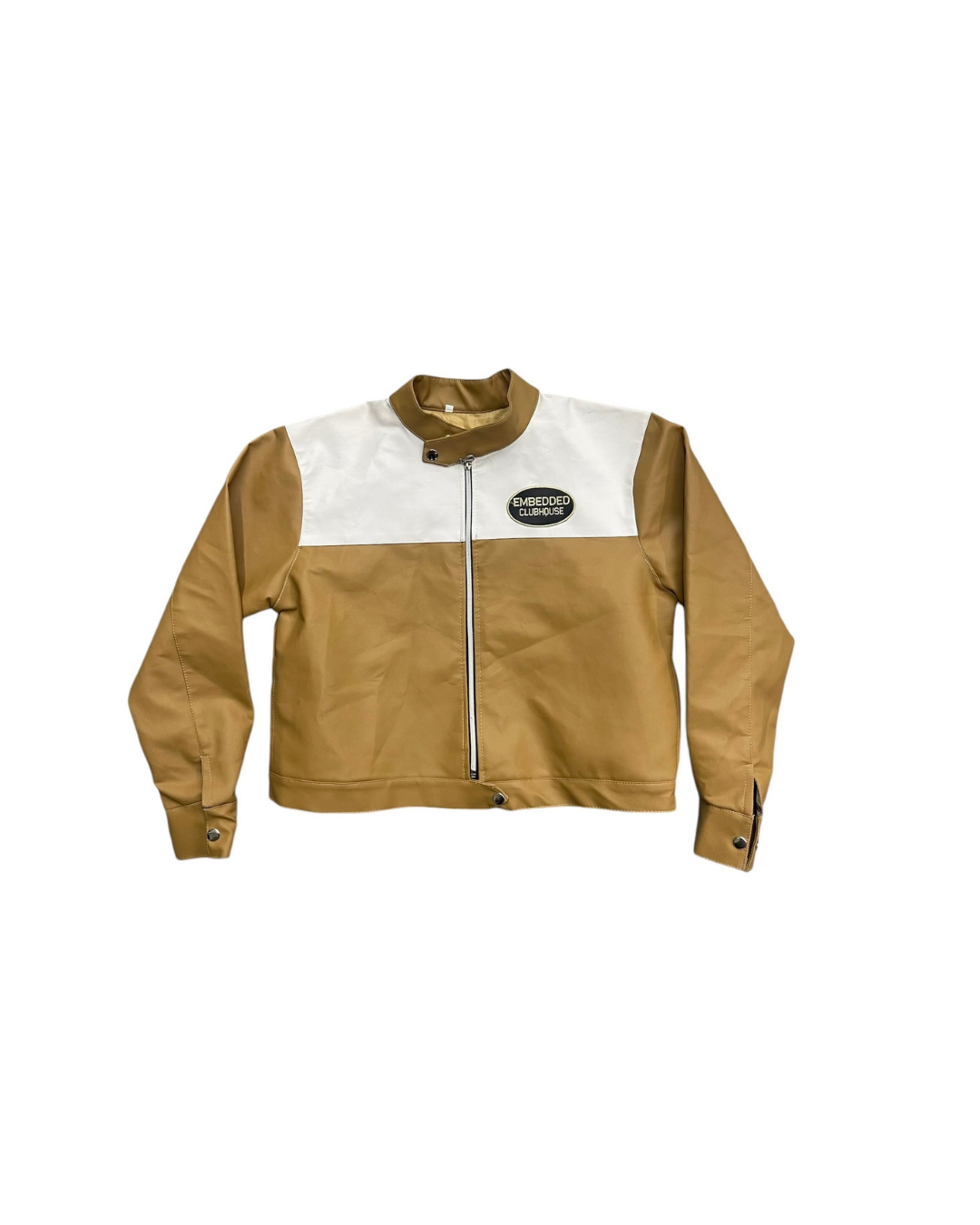 Emb Beige Biker Jacket