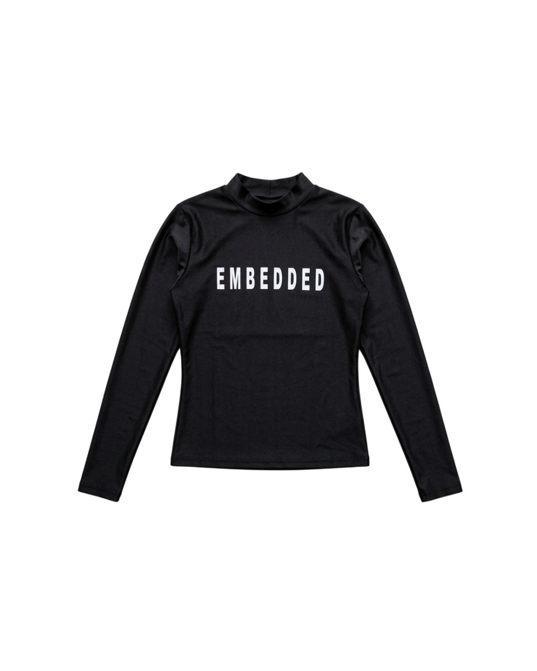 Embedded Black Long Sleeve Crop Top