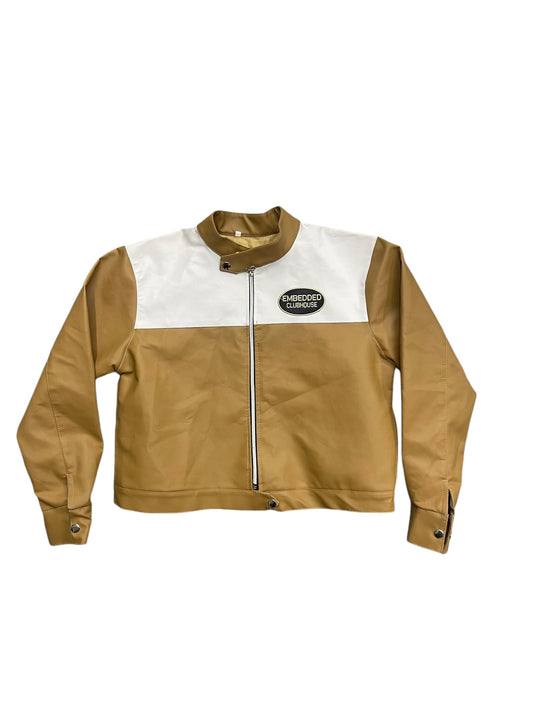 Emb Beige Biker Jacket