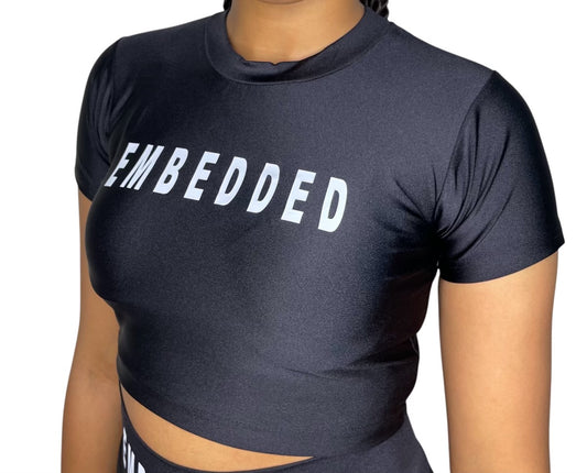 Embedded black crop top