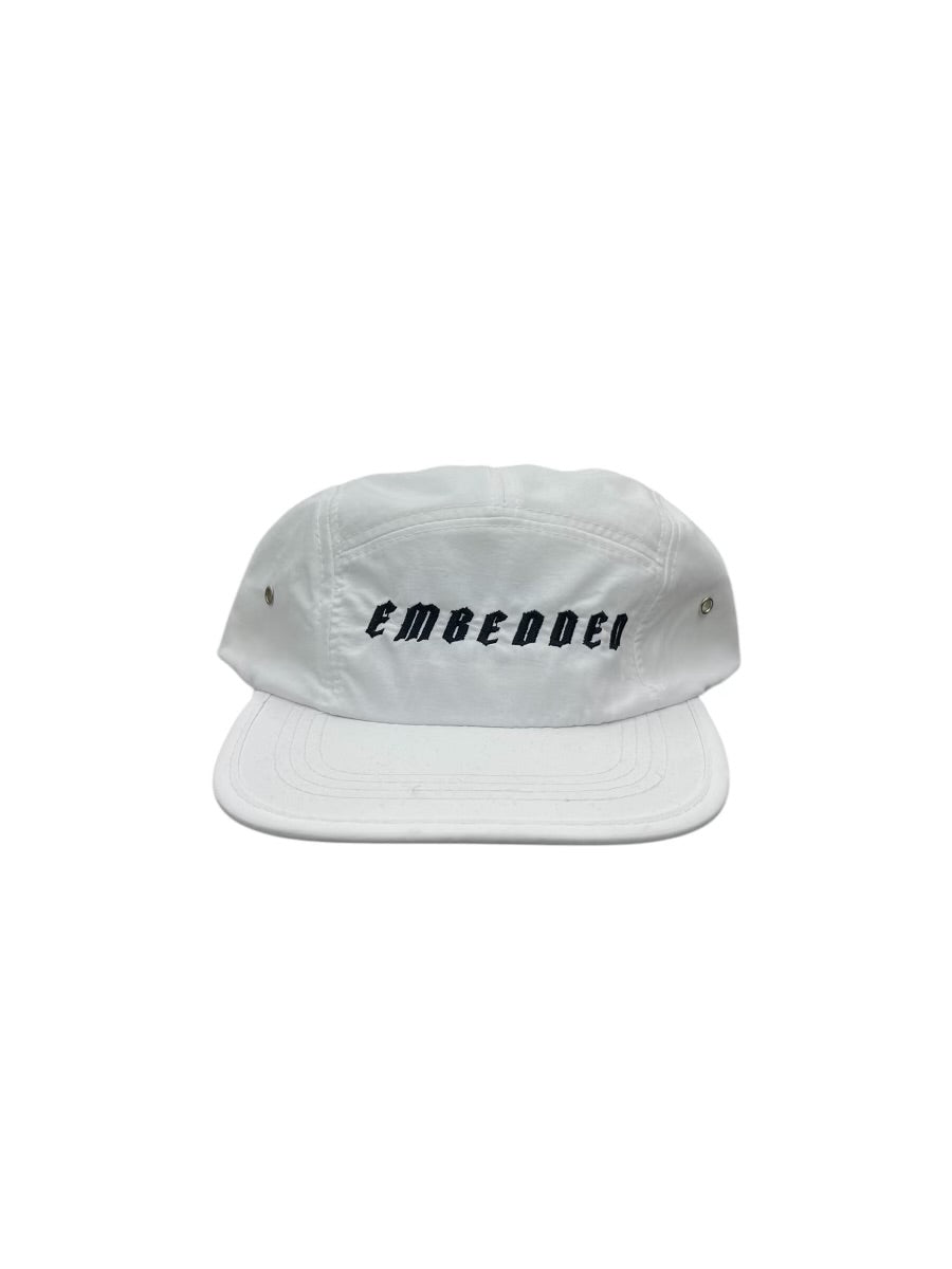 Emb White 5panel cap