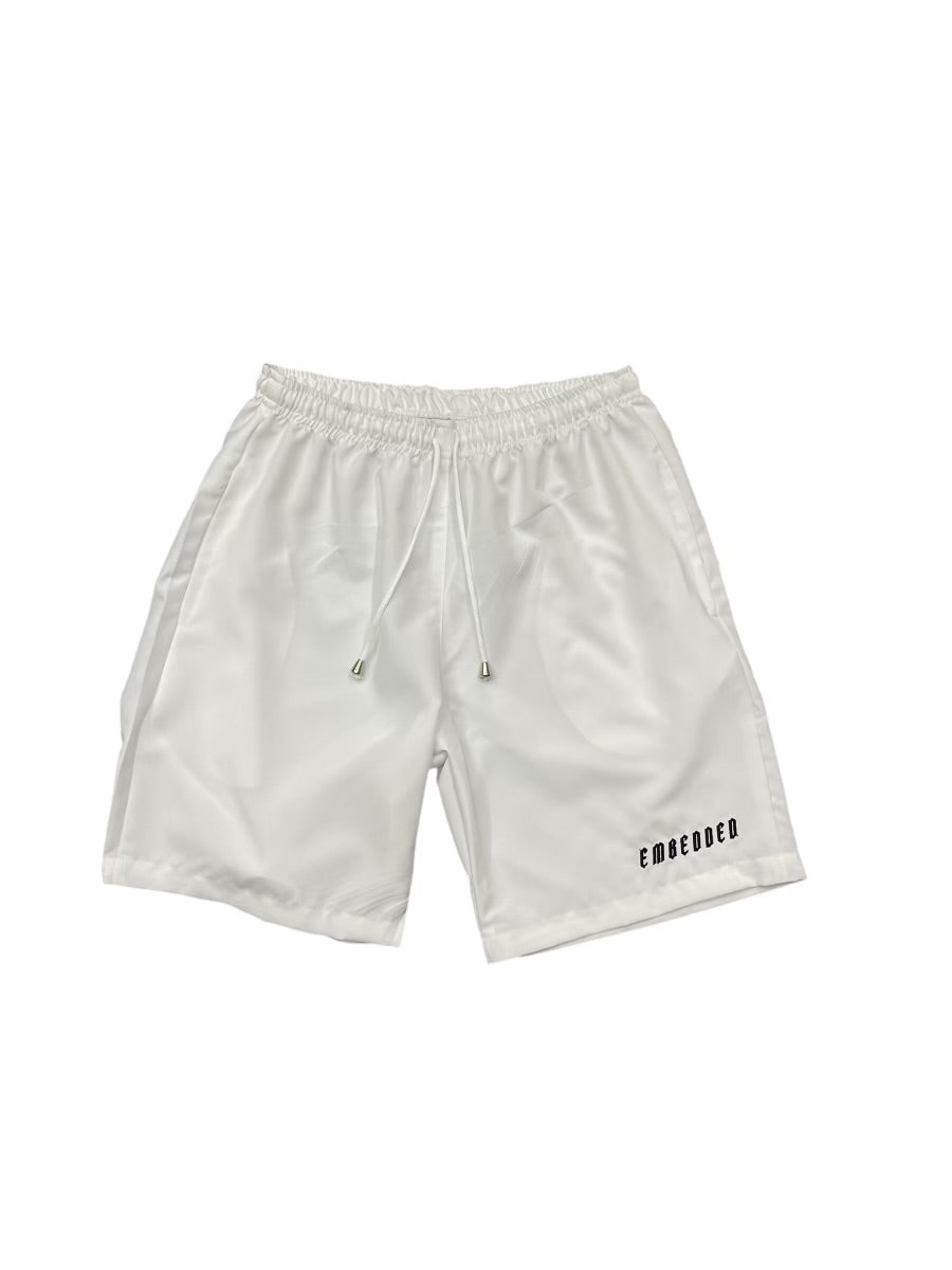 Embedded White Summer Shorts