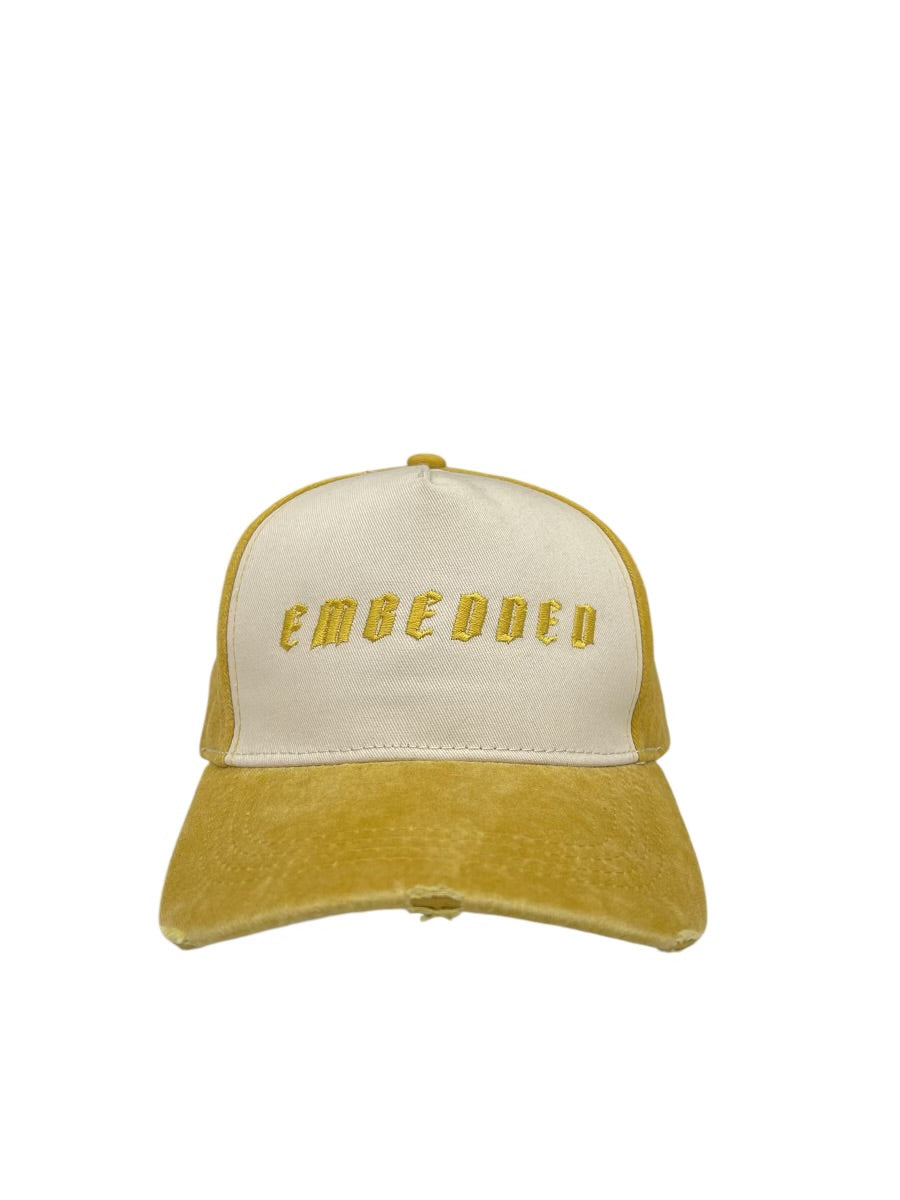 Embedded Yellow Classic Distressed Emb Cap