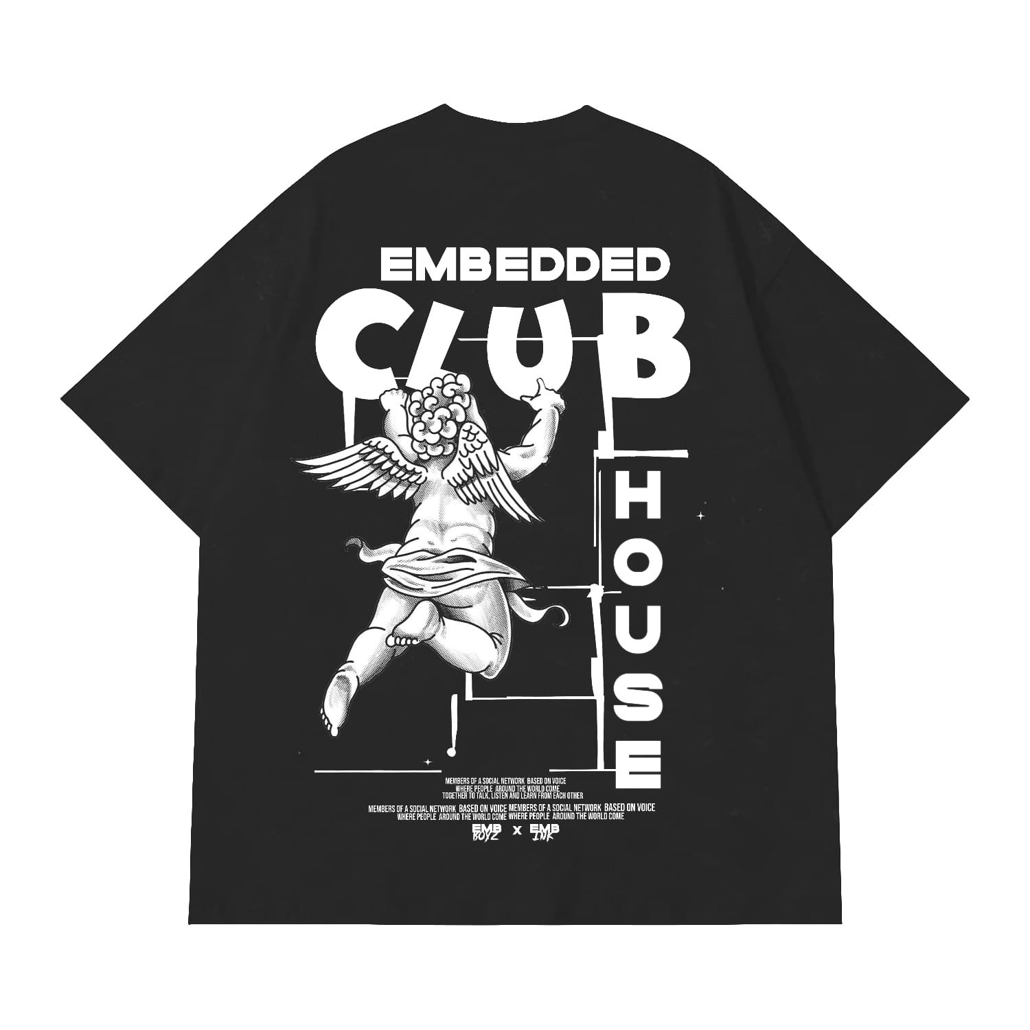 EMBEDDED CLUBHOUSE OVERSIZED SHIRT Black