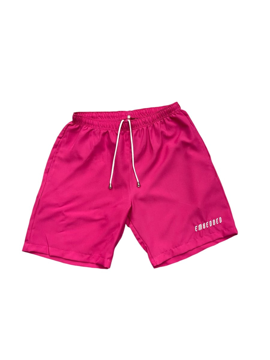 Embedded Pink Summer Shorts