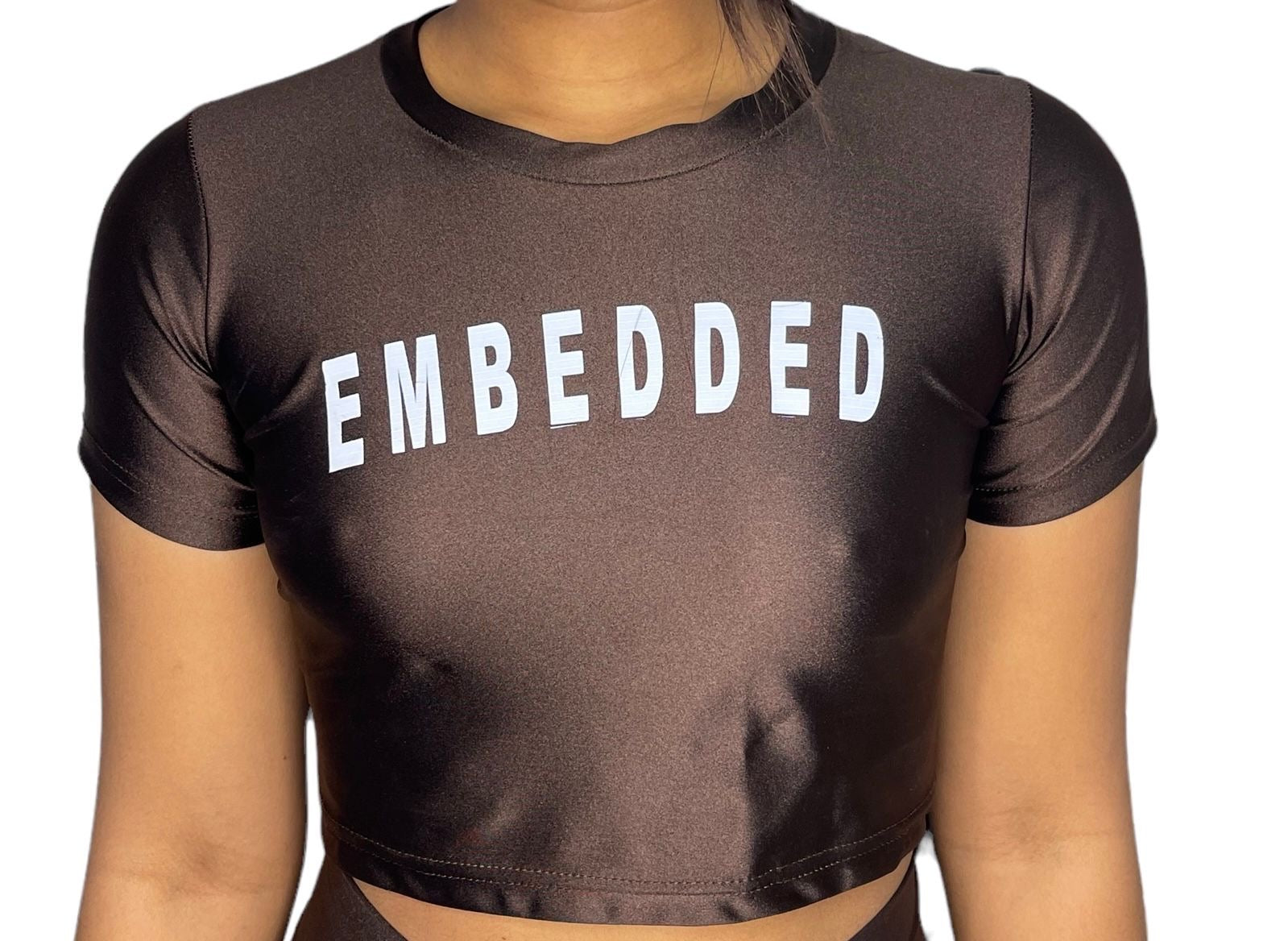 Embedded Brown Crop Top