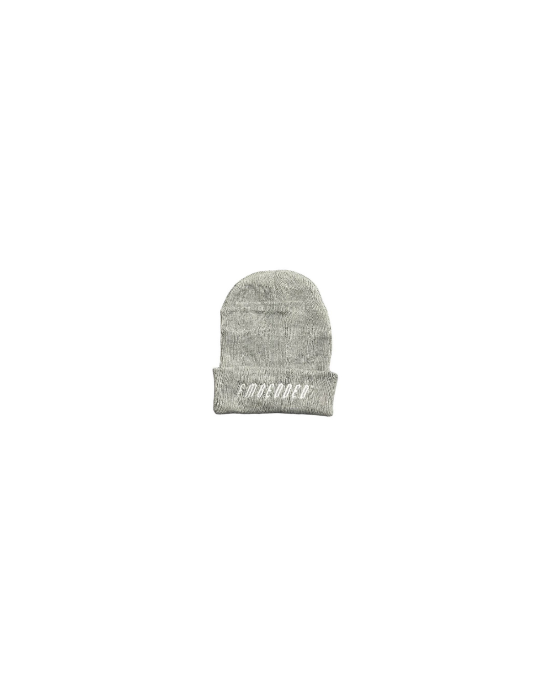 Emb Grey embroidered beanie