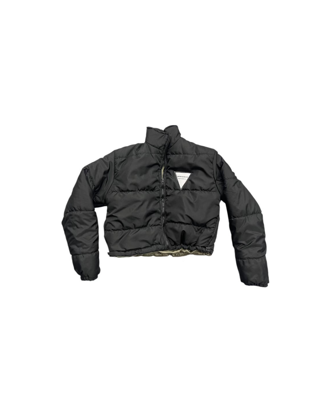 Emb Black Crop Puffer Jacket