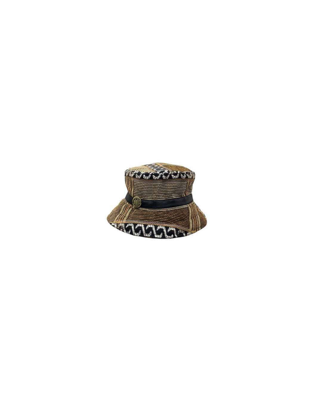 Emb Brown Pattern Canva Bucket Hat