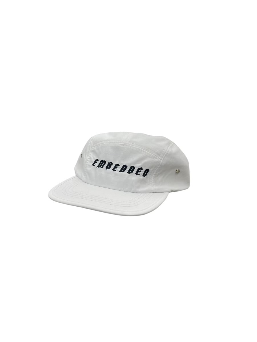 Emb White 5panel cap