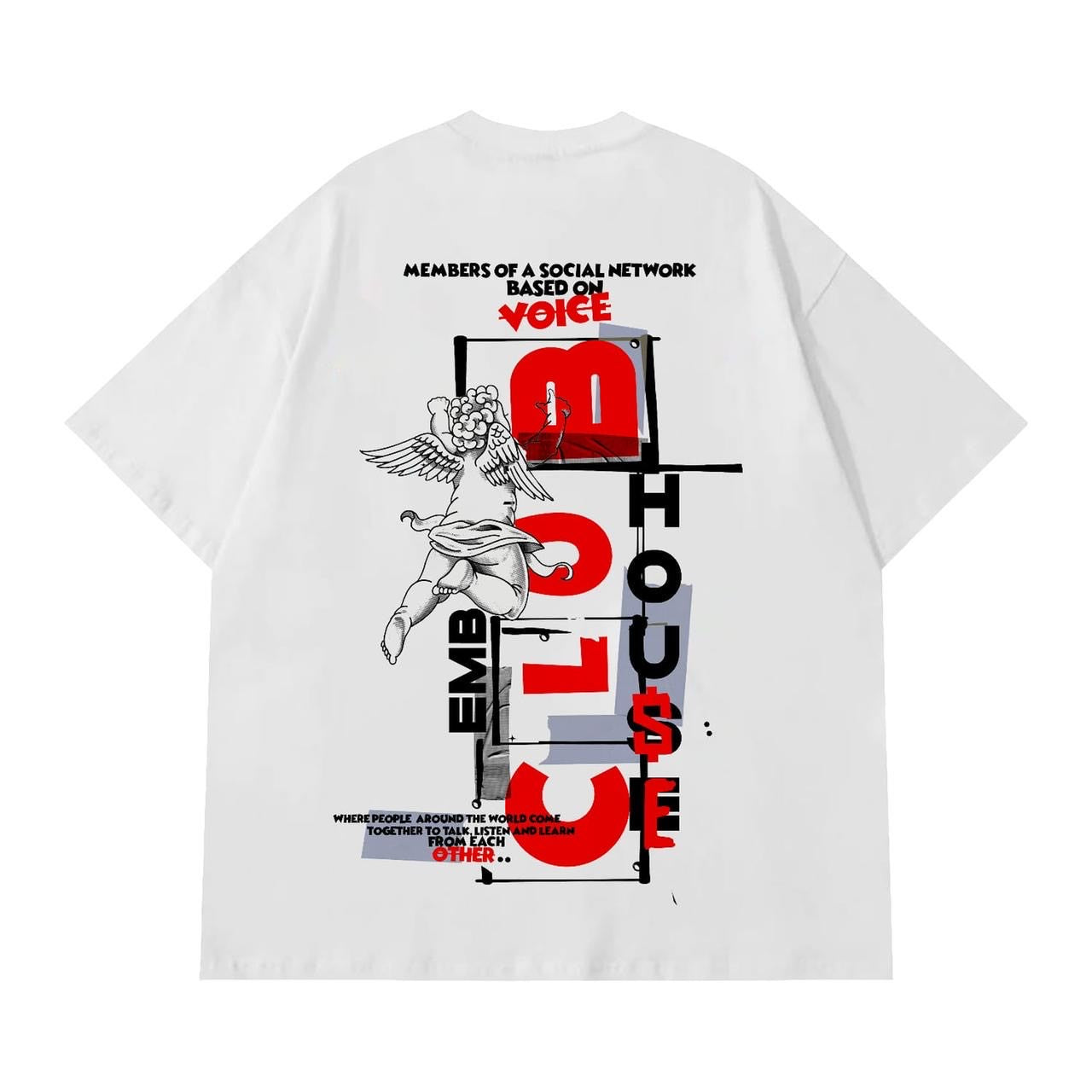 EMBEDDED CLUBHOUSE OVERSIZED SHIRT White